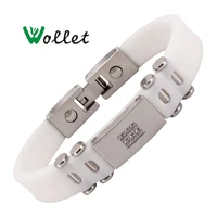 wollet jewelry 99 999 germanium cz stone silicone bracelet bangle wristband for men women health care healing energy ion