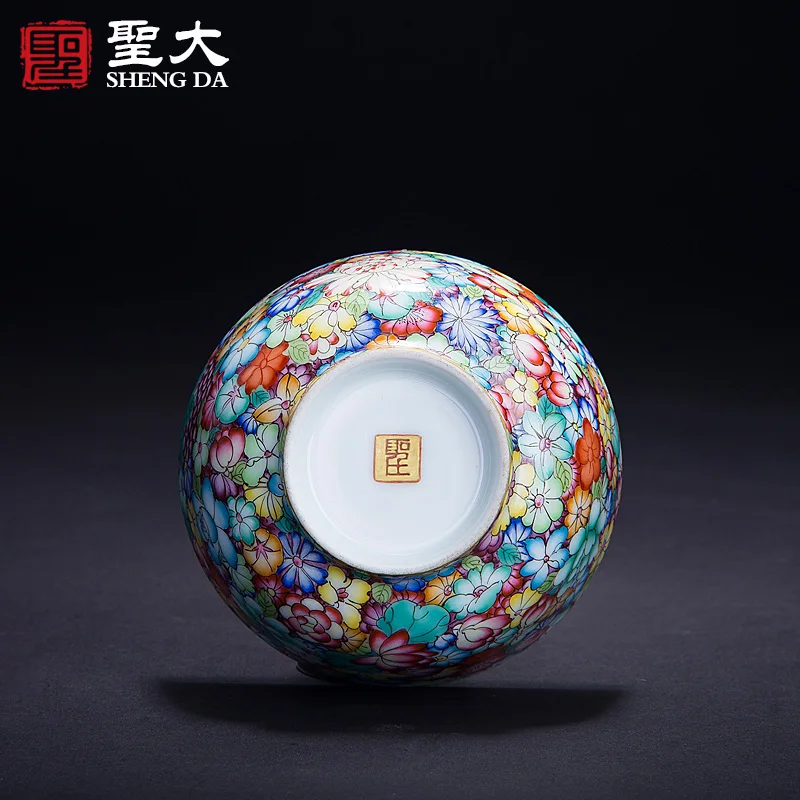 

ceramic sample tea cup tea hand-painted porcelain enamel flower master cup single cup all hand kung fu tea cups