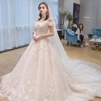 french lace wedding dress appliques gown little chap bride off the shoulder of the tail dream mori concise tulle woman dresses