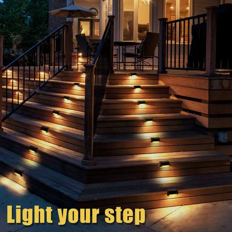 

16pcs LED Solar Lamp Path Stair Outdoor Waterproof Wall Light Garden Landscape Step Stair Deck Lights Balcony Fence Solar Light