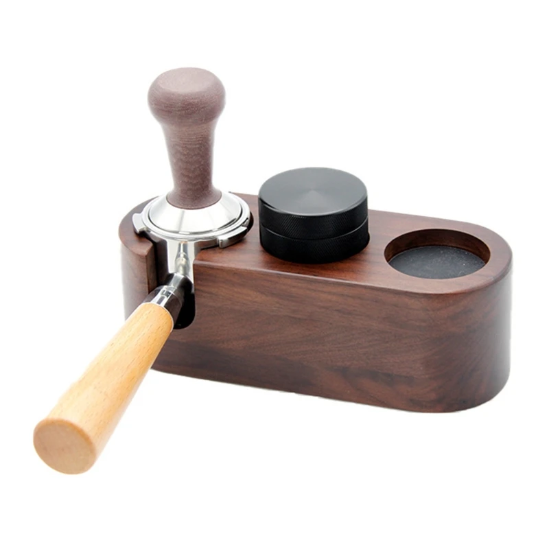 

Орехового дерева эспрессо компонентов коврик Кофе стойка для трамбовки Поддержка основание стойки Кофе держатель фильтра Кофе машина ручк...