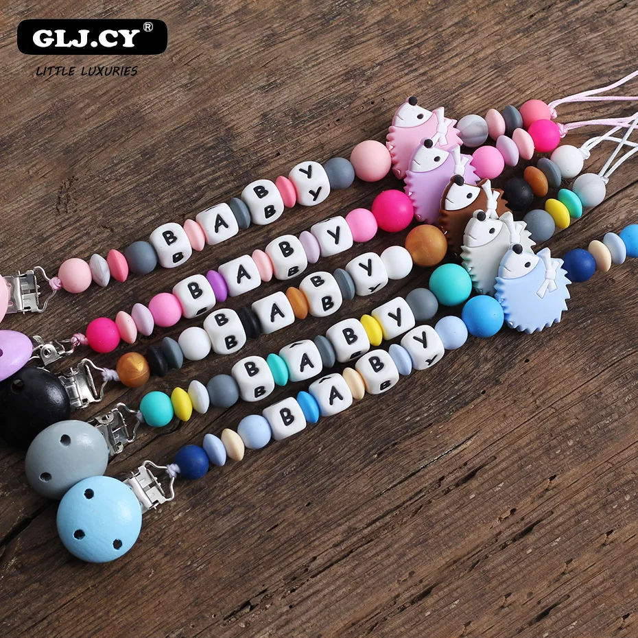 Синий ежик ручной работы Baby Shower имя соска держатель с зажимом для соски-пустышки игрушки персонализированные силиконовые бусины