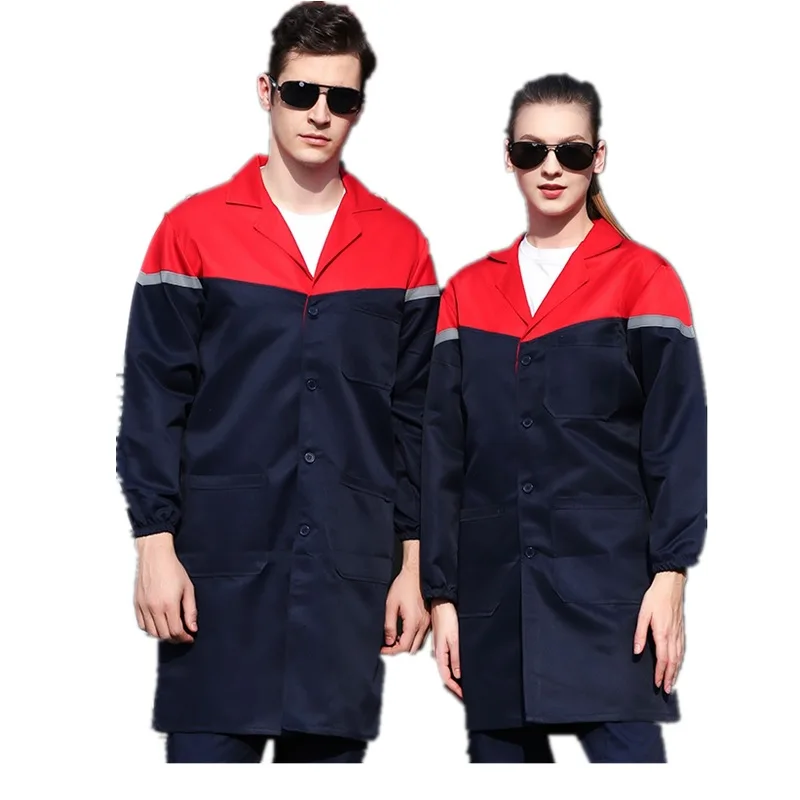 

Work Clothing Men Women Dust Proof Warehouse Worker Long Trench Lab Coat Durable Uniform Safety Workshop Porter Mechanic Overall