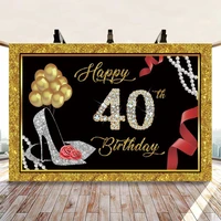happy 40 50 60 silver diamonds backdrops photography gold black glitter dance cocktail celebration party table decor backgrounds