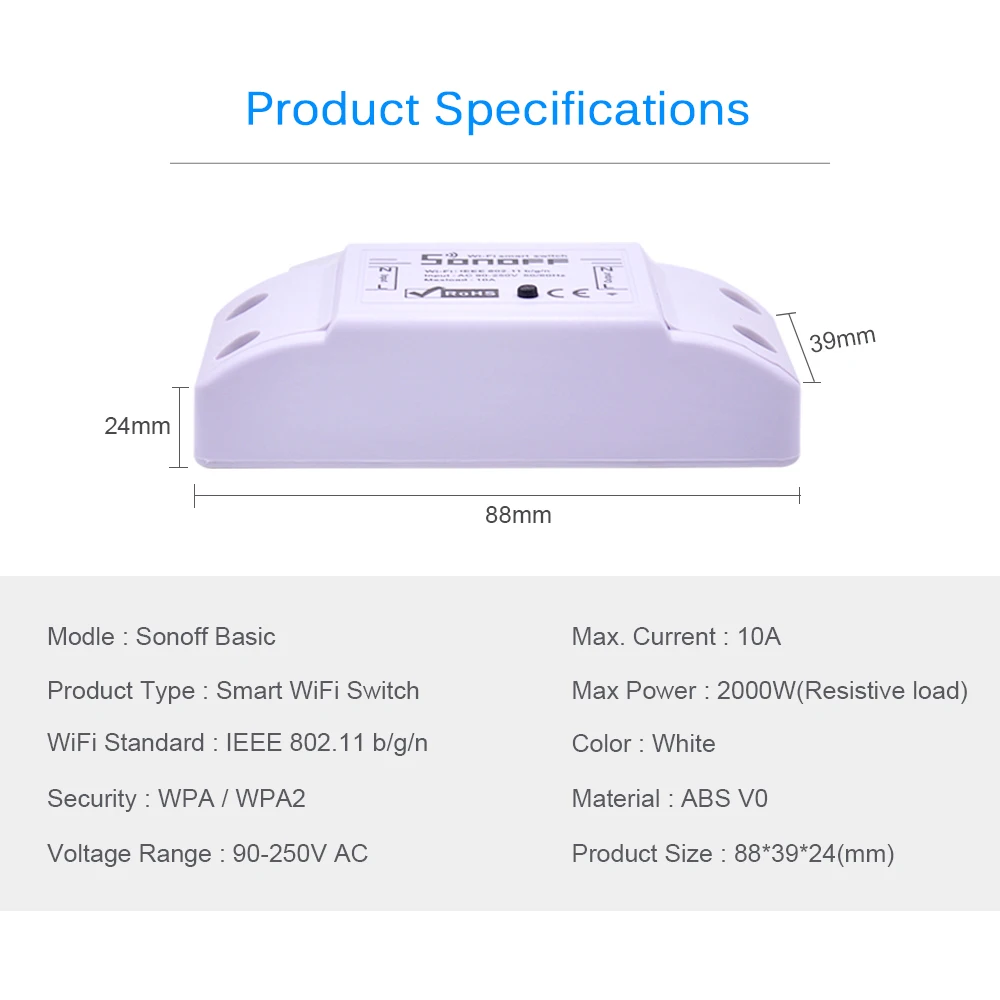 ITEAD Sonoff базовый WiFi умный переключатель беспроводной релейный модуль домашней