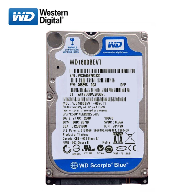 WD 500 Гб 2 5 &quotHDD SATA Внутренний жесткий диск 80 160 250 ГБ 320 3-6 5400-7200 об/мин синий Жесткий