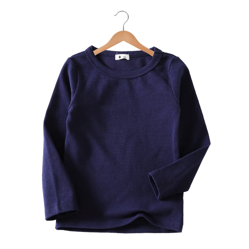 navy blue Новинка года, осенне-зимние топы с длинными рукавами для маленьких мальчиков и девочек, топы унисекс в Корейском стиле для маленьких мальчиков и девочек, футболка для младенцев, LZ113 - Цвет: navy blue