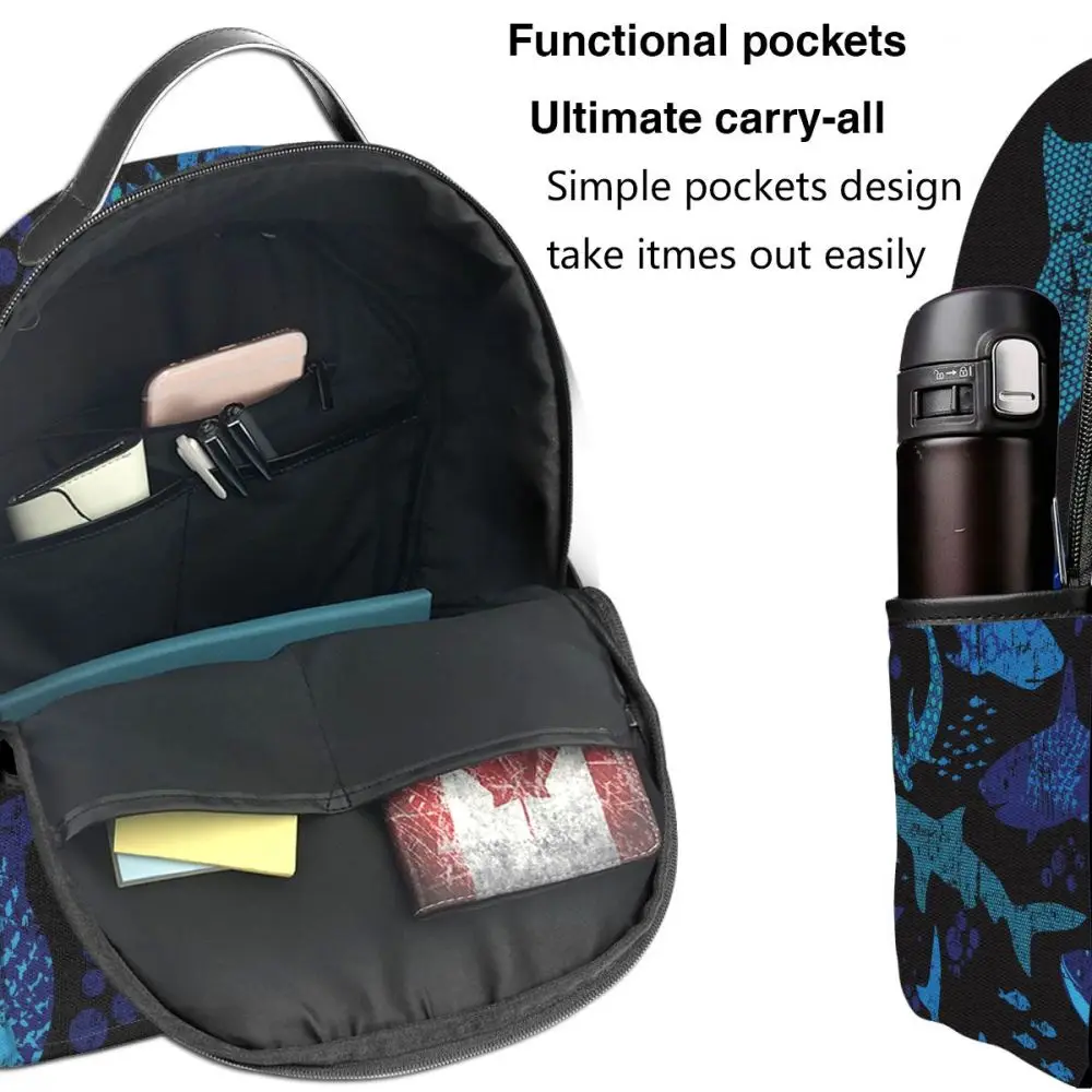 

Abstract Sharks Dark Print Backpack Boy Girl School Bag for Teenager Student Shoulder Bag Travel Bag
