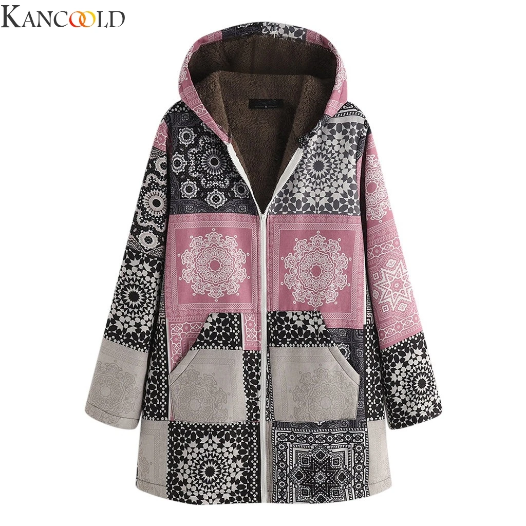 KANCOOLD размера плюс винтажная Женская куртка флисовое пальто зимняя теплая