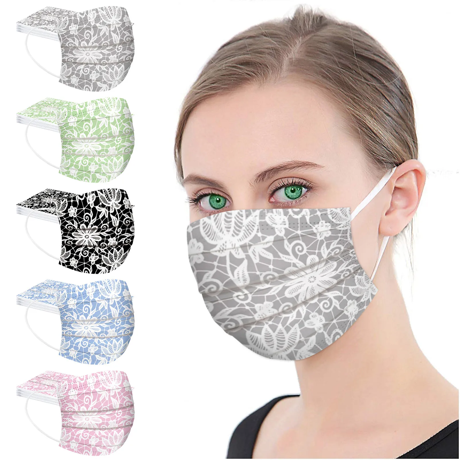 

10pc Disposable Adult's Flower Printed Mask Protective Unisex Face Masks 3 Ply Earloop Breathable Cosplay Masks Mаска Mascarilla