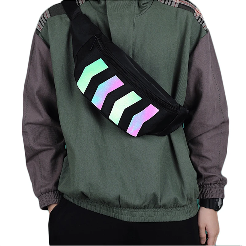Светоотражающая нагрудная сумка мужские нейлоновые геометрические узоры модная