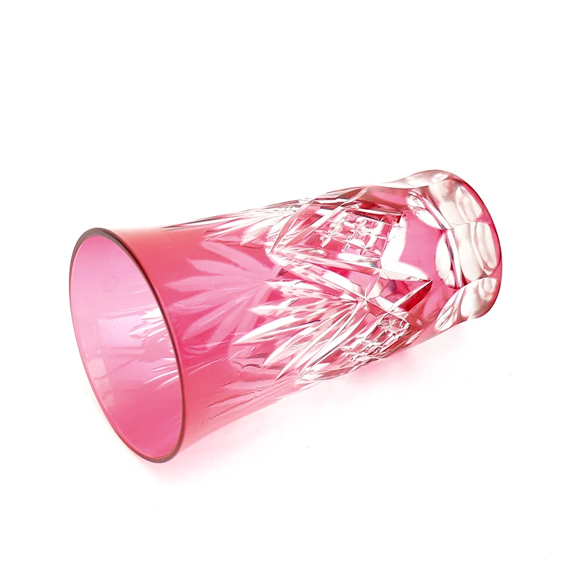 Розовый японский стеклянный стакан Кирико 180 мл 120 230 ручная резьба золотые