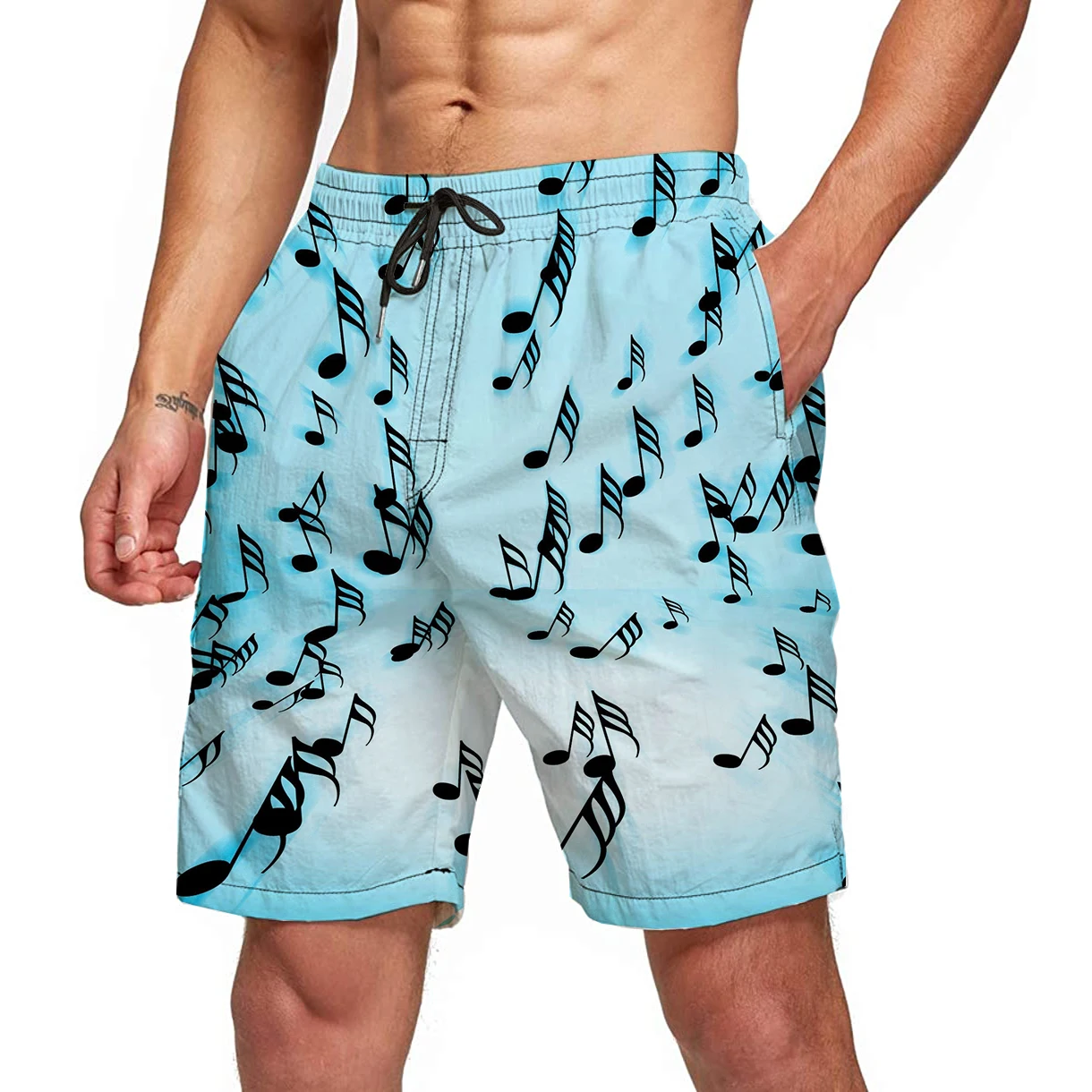 

Note Graphic Beach Shorts For Men 3D Pattern Phonetic Transcription Boardshorts Men/Women Short Pants