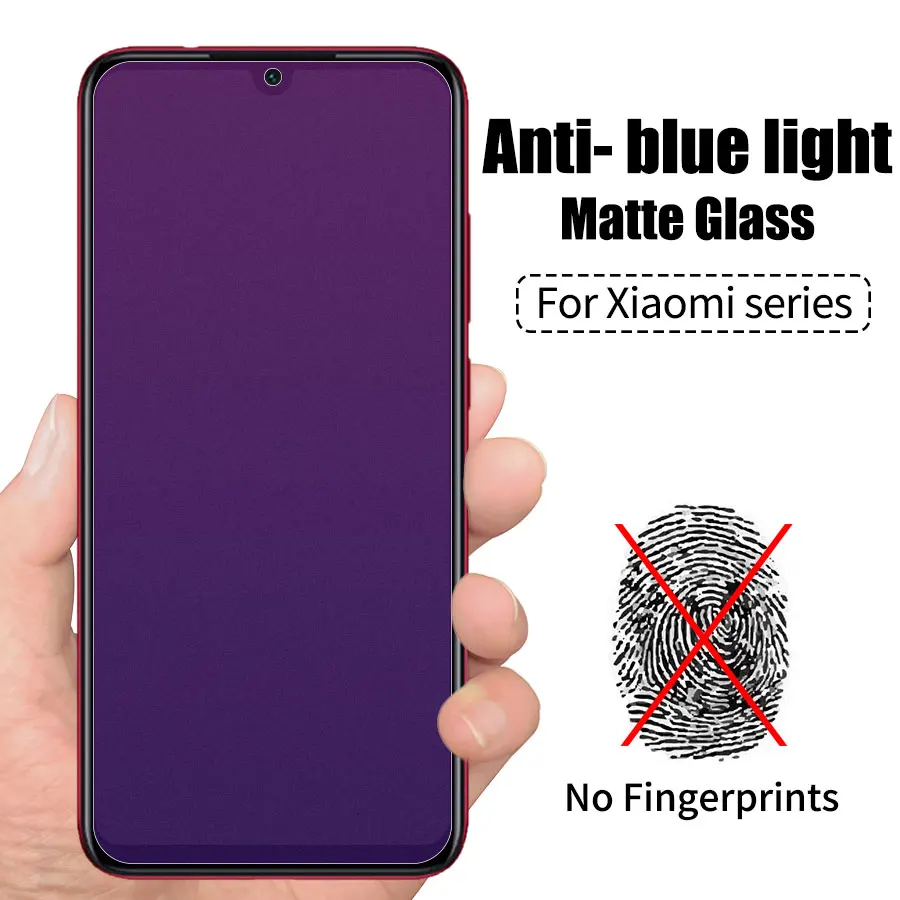 

Matte Frosted Blue Light Tempered Glass For Redmi Note 9 9A 9C 9Pro 8 8T Anti-fingerprint Screen Protector For Xiaomi Poco X2 F2