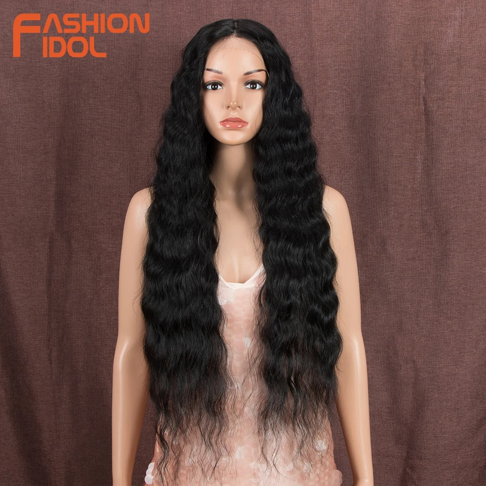 

FASHION IDOL Water Wave Natural Hair Wig Cosplay 30 Inch Super Long Wavy High Temperature Fiber Synthetic Wigs For Black Women