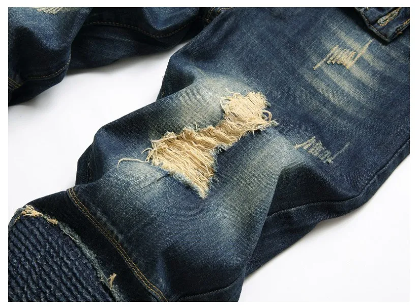 

2020 Autumn Famous Brand ripped designer slim fit comfortable vintage stacked jeans for men