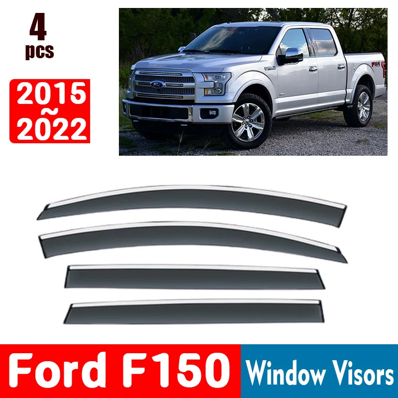 FOR Ford F150 2015-2022 Window Visors Rain Guard Windows Rain Cover Deflector Awning Shield Vent Guard Shade Cover Trim