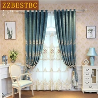 european and american luxury custom blue purple pink brown villa embroidered curtains for living room bedroom hotel apartment