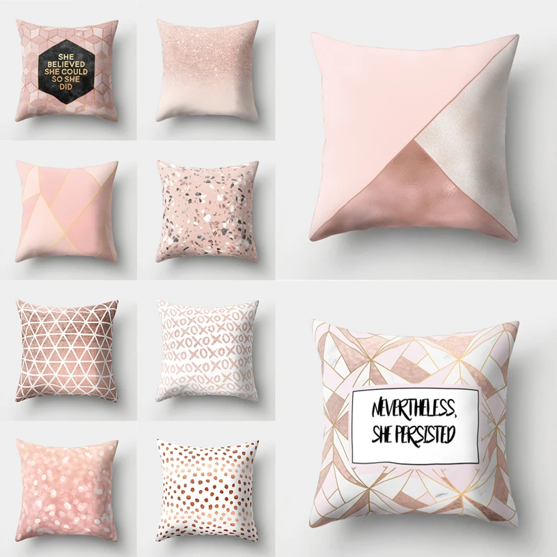 Наволочка розовая золотистая наволочка квадратная для подушки гостиной