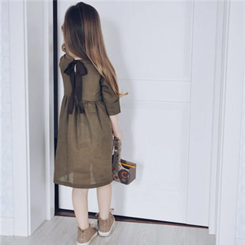

Summer Girl Dress Soild Dresses Children's Princess Clothes Baby Kids Casual Clothing Toddler Baby O-Neck Half Sleeve Dress