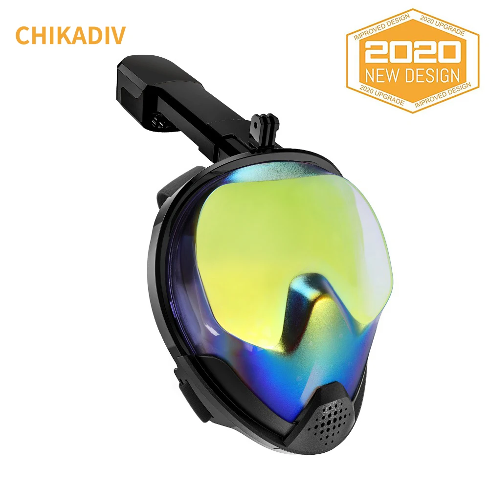 Маска для подводного плавания Chikadiv полностью закрывающая лицо противотуманная