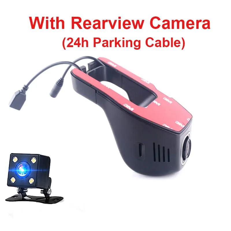 Kampacar автомобильный Wifi DVR Dash камеры мини Dashcam 2 видео регистратор Wifi двойной объектив передний и задний вид авто видеорегистраторы 24H парковка - Название цвета: With Rear And 24H