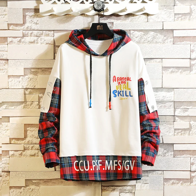 SingleRoad мужские толстовки с капюшоном 2020 Графический большой плед пэчворк Harajuku