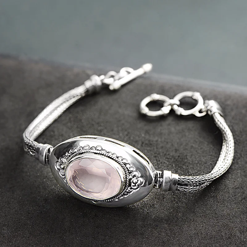 

Оригинальный браслет из тайского серебра 925 пробы, женский браслет с естественной розой, вдохновляющие браслеты