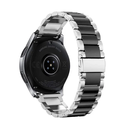 silver black Пленка+ инструмент+ ремешок для часов для samsung galaxy watch active gear S3 Frontier 46 мм 42 мм ремешок 22 мм/20 мм ремешок из нержавеющей стали - Цвет ремешка: silver black