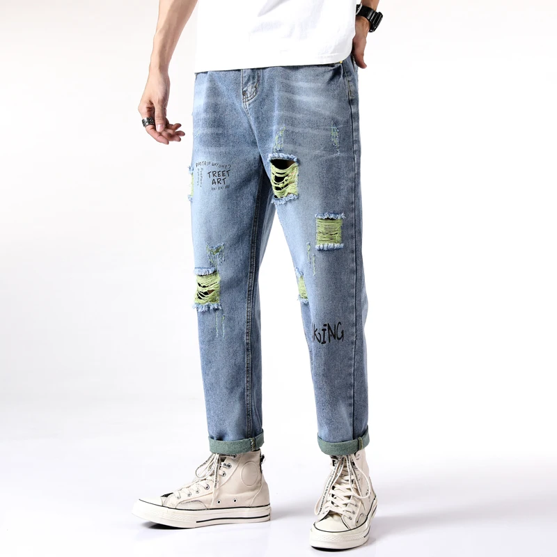 

2021 Men's pants Trousers baggy Jeans for men Casual Stretch Slim Denim Jean man