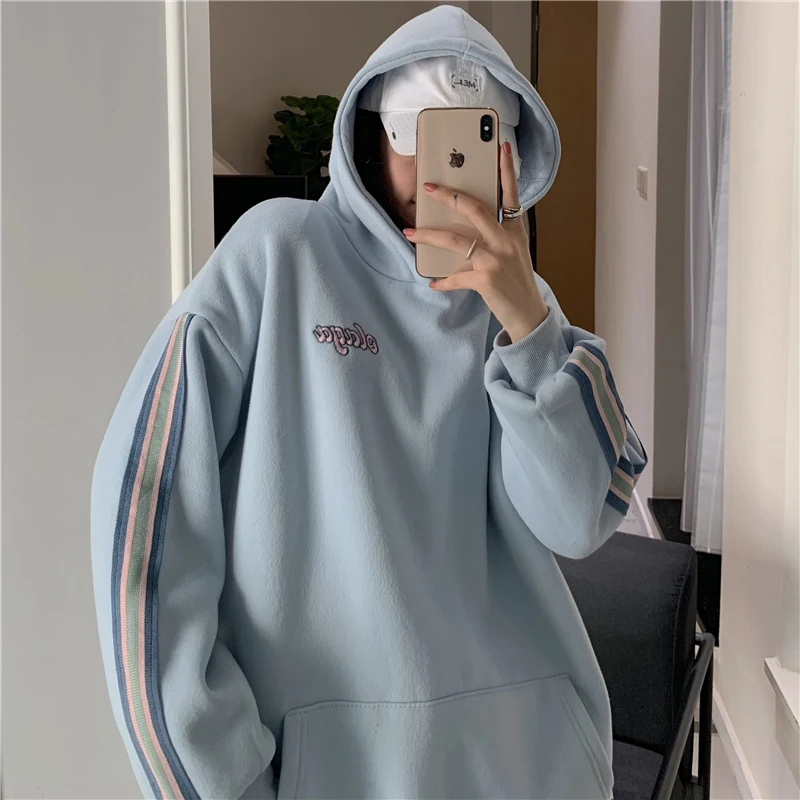 Лидер продаж Женский свитшот Waitmore СВОБОДНЫЙ Модный утепленный в Корейском стиле