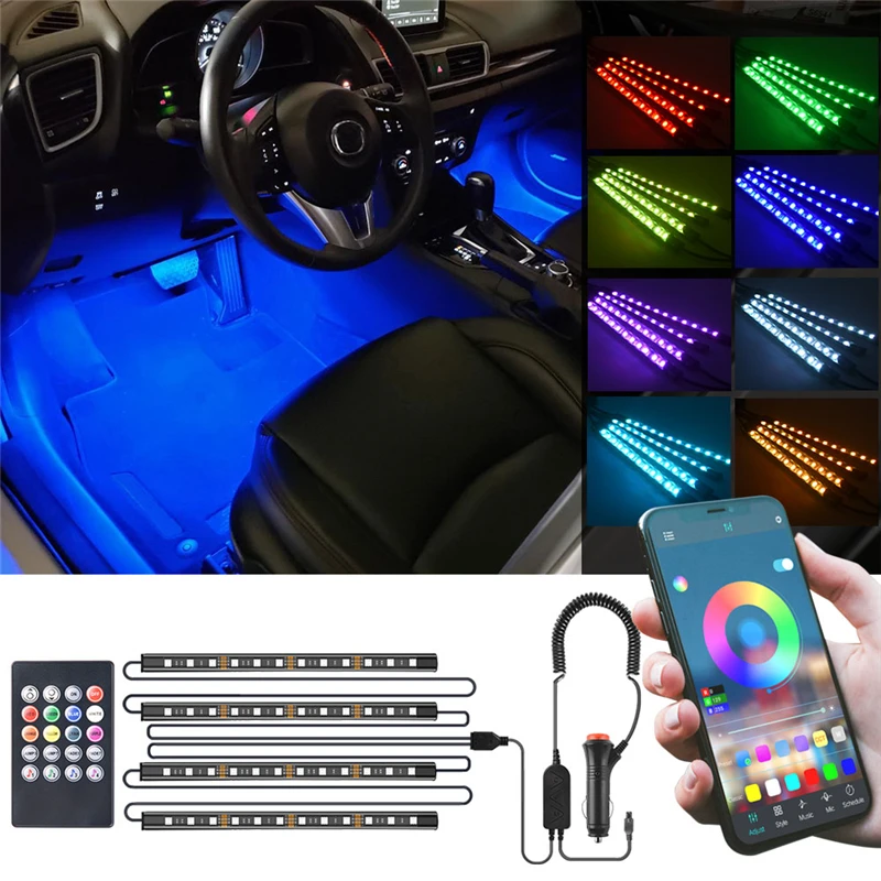 MICTUNING автомобиля Светодиодные ленты огни 4 шт. 48 светодиодов Многоцветный