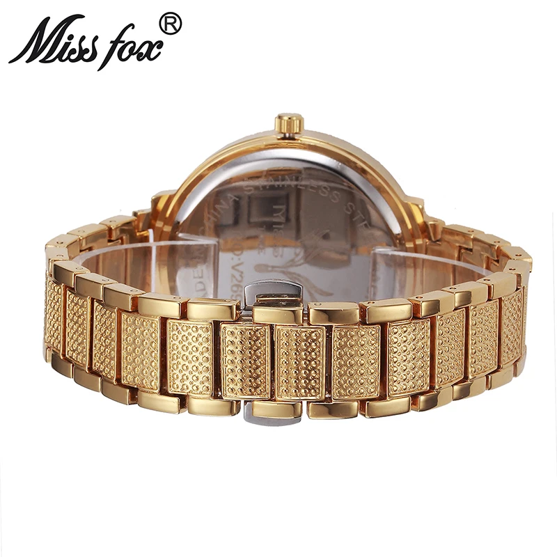 

MISSFOX Big Face Watches For Women Fashion Brand Quartz Movement Full Diamond Watch Female Large Dial Arabic Numeral Watches