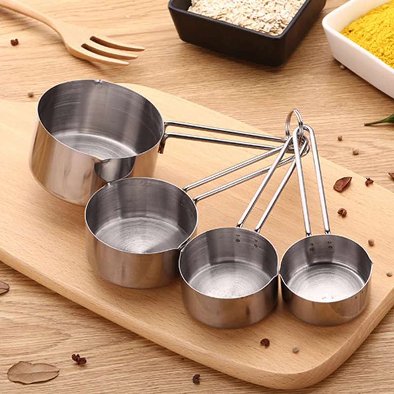 

4pcs Stainless Steel Anti-Corrosion Measuring Cup Baking Scale Measuring Seasoning Spoon YE-Hot