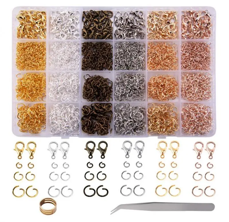 

3180Pcs Supplies Kit Buckle Lobster Clasp Open Jump Rings Open Ring Alloy Accessories Set Tools Clip for DIY Jewelry Making