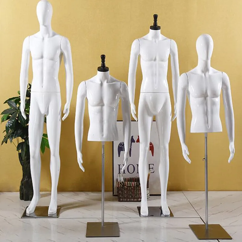 2style ABS plastic male mannequin Half body model display stand wedding dress clothing store Iron base dummy platform 1pc D144
