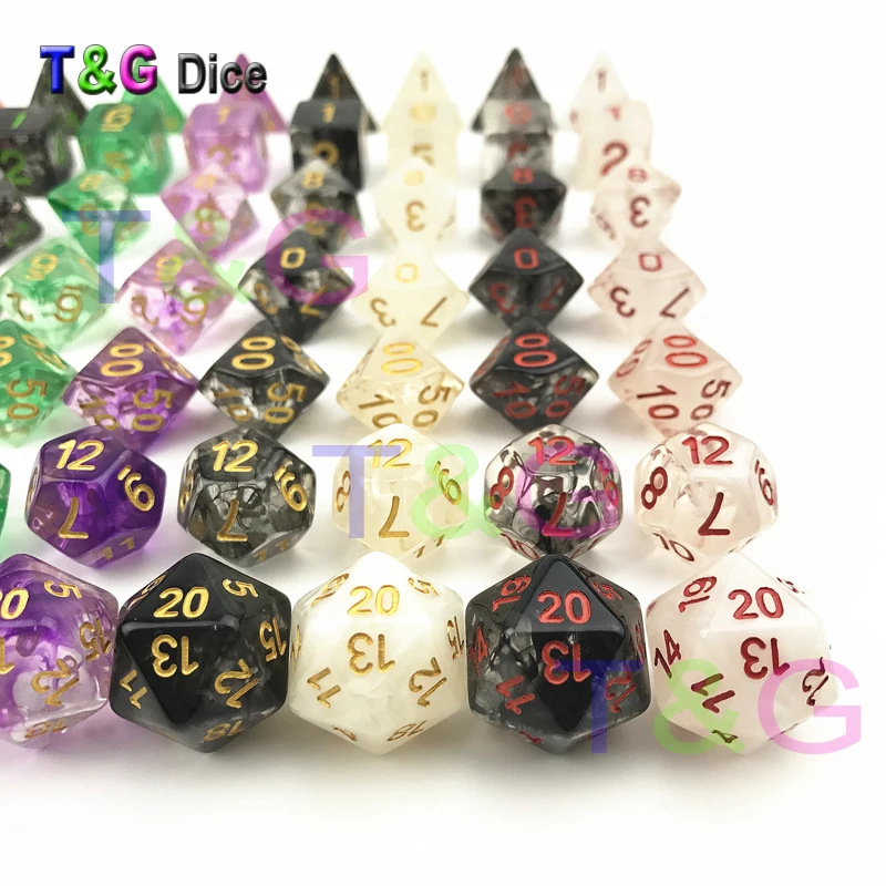 T& G крутые кости набор удивительный эффект туманности DND 7 шт d4-d20 с мешком из органзы как рождественский подарок