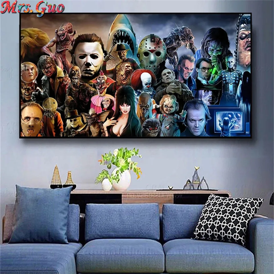 

Картина из фильма ужасов, коллекция персонажей из триллера, алмазная живопись, вышивка крестиком, Настенная картина для гостиной, домашний ...