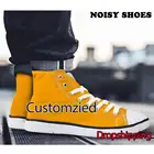 Новые изображения на заказ или логотип для мужчин и женщин, Мужская Вулканизированная обувь на шнуровке, Классические Дышащие Высокие холщовые туфли, мужские кроссовки на плоской подошве, Прямая поставка