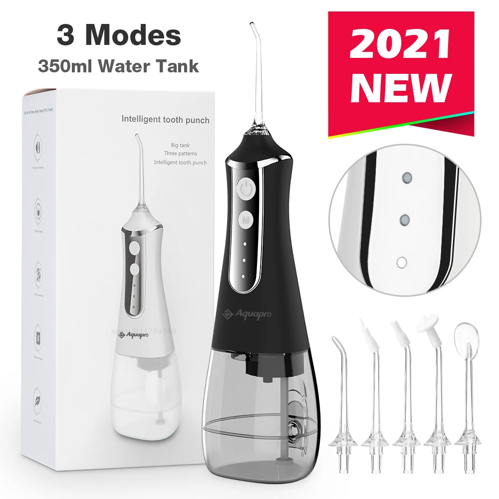 

Oral Irrigator Dental Water Flosser 3 Modes Teeth Cleaner Water Jet 300ml Big Water Tank 5 Nozzles Oral Hygiene Cleaning Machine