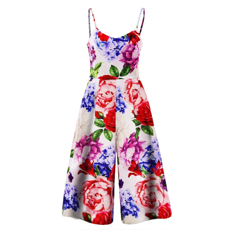 

HAOOHU New Women's Clothing 2021 Spring and Summer Strap Flared Printed Culottes Elegant Dress Dress