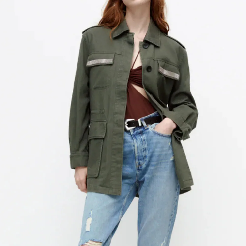 

Za Women 2021 Autumn New Fashion Pocket decorate Jacket Coat Vintage Long Sleeve Button-up Female Outerwear Chic Overshirt