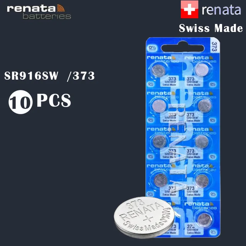10X Renata 373 батареи для часов с оксидом серебра 916 долговечные SR916SW швейцарские