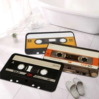 retro cassette music tape printed flannel floor mat bathroom decor carpet non slip for living room kitchen welcome doormat