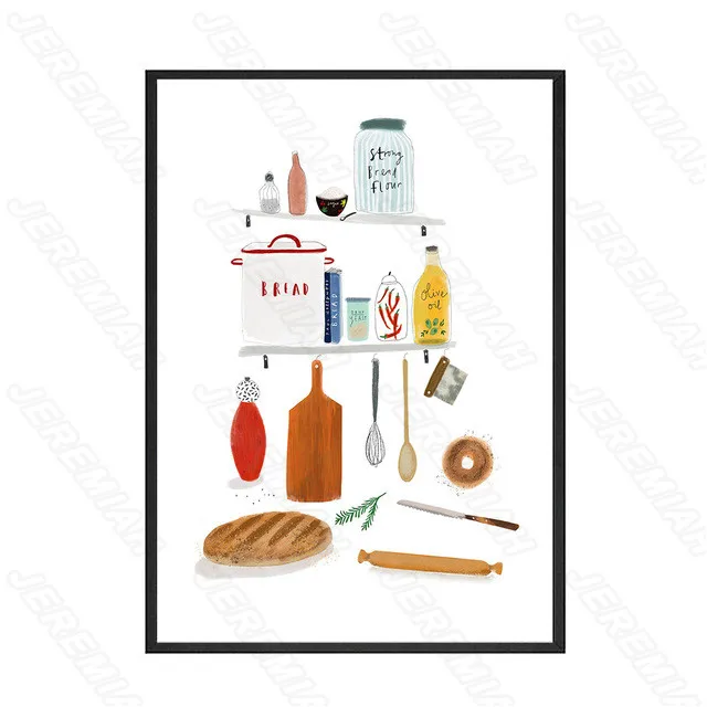 

Color Tableware Alphabet Cartoon Poster Nordic Style Wall Canvas Canvas Print Painting Modern Kitchen Decoration