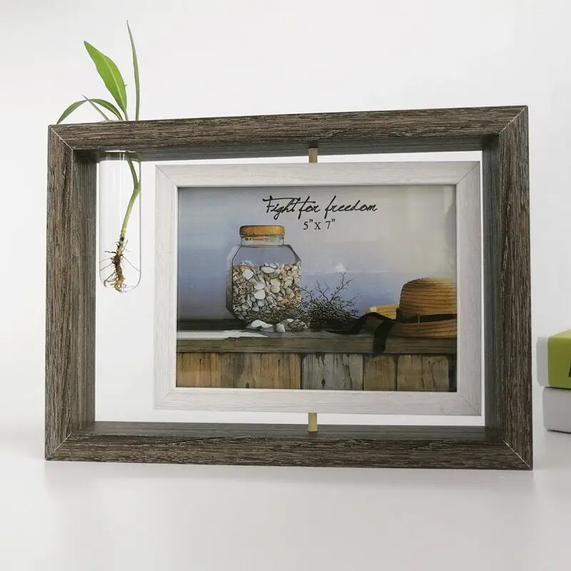 Деревянная настольная двухсторонняя Поворотная рамка для фотографий размером 5X7