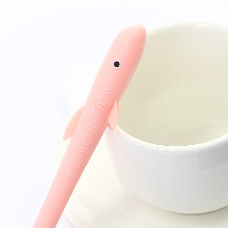 Pink 1 шт. гелевая ручка с милым дельфином в Корейском стиле, Kawaii, школьные вещи с героями мультфильмов, креативная Акула, студенческие чернильные ручки, красивые офисные стационарные - Цвет: Pink