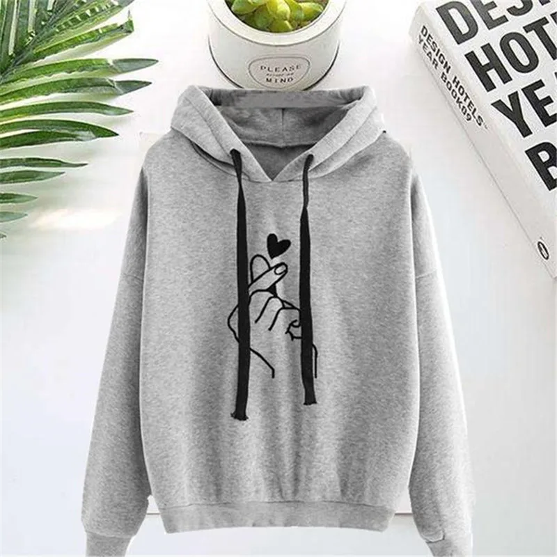 

2021 Women's Harajuku Printed Hooded Sweatshirts Autumn Winter Casual Hoodies Long Sleeve Fashion Drawstring Loose Pullovers