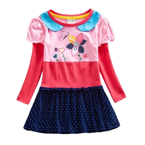 H5642D pink Neat/Детское платье с длинными рукавами; платье принцессы с цветочной вышивкой для малышей; vestidos; детская одежда; зимние платья для девочек; Jxs; L358 - Цвет: H5642D pink