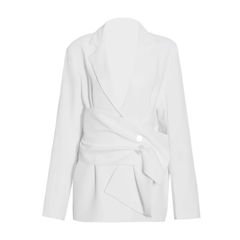 

2021 spring and autumn new suit women's solid color temperament single-breasted belt waist coat